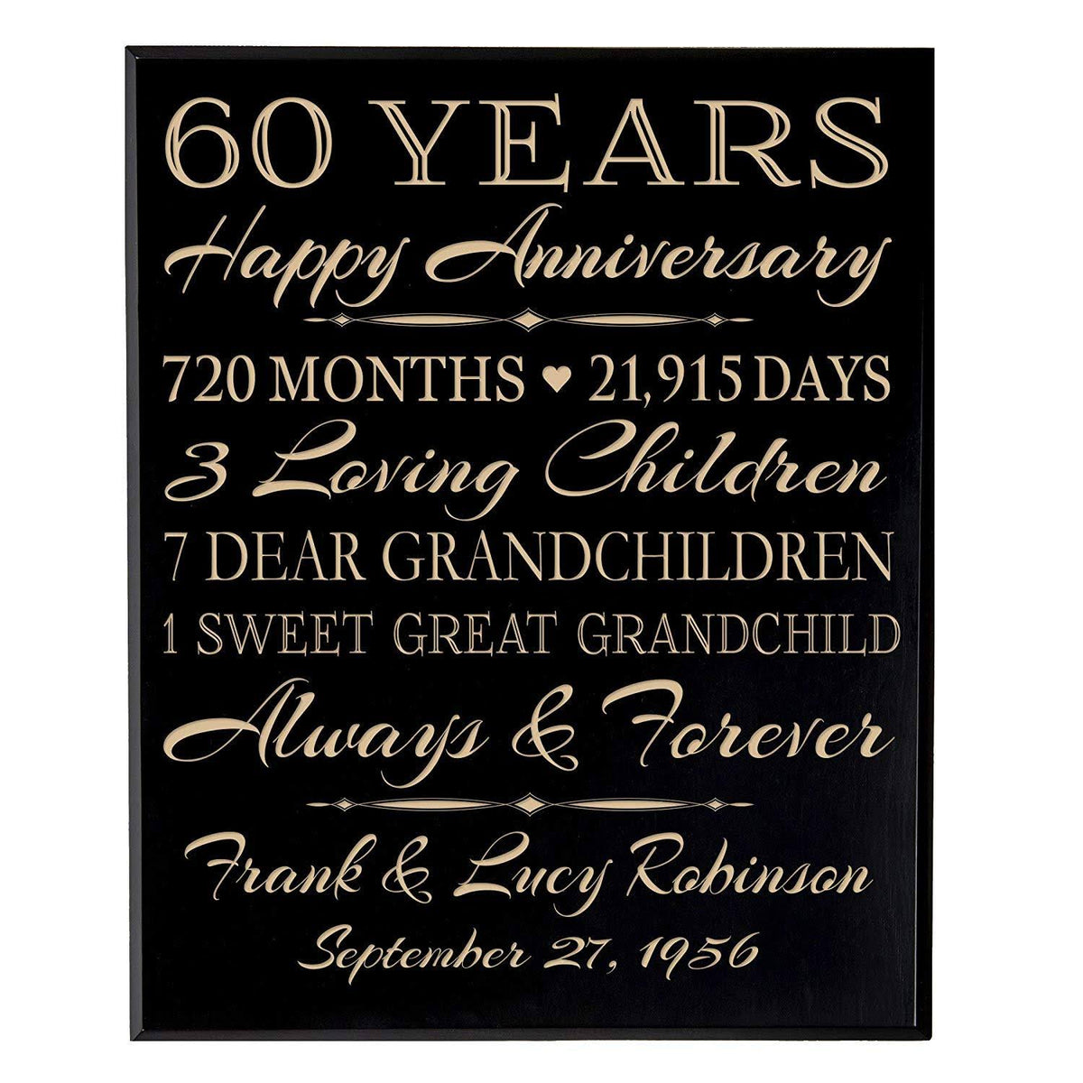 60th Anniversary Wall Plaque Black Veneer Wood F5176
