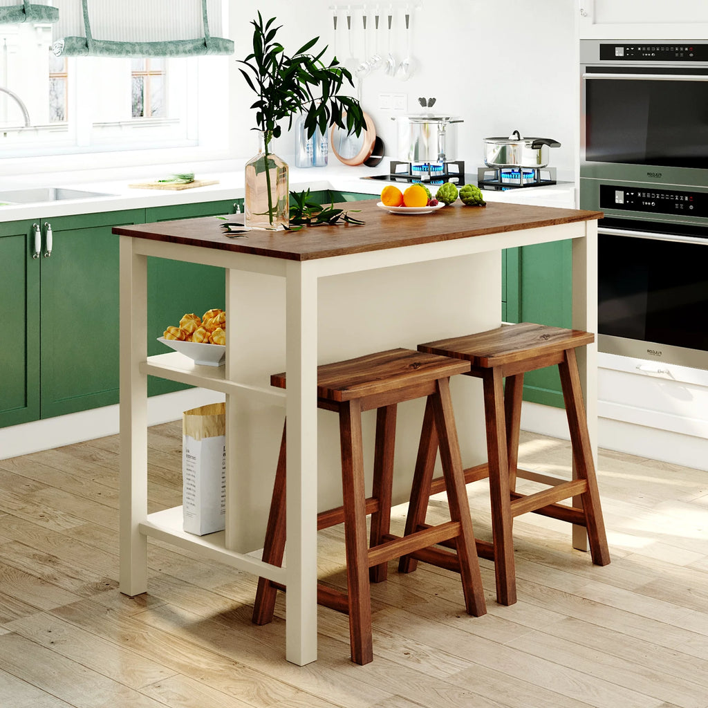 Solid Wood 3-piece Kitchen Island Set with 2 Seatings H739