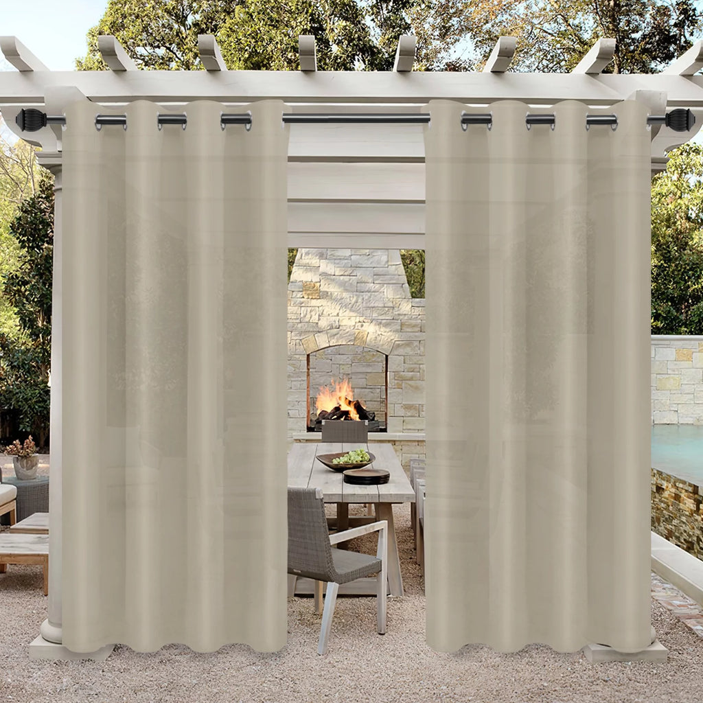Waterproof Cabana Grommet Curtain Panels, Gold, 52 x 84 inch, Set of 2 K139