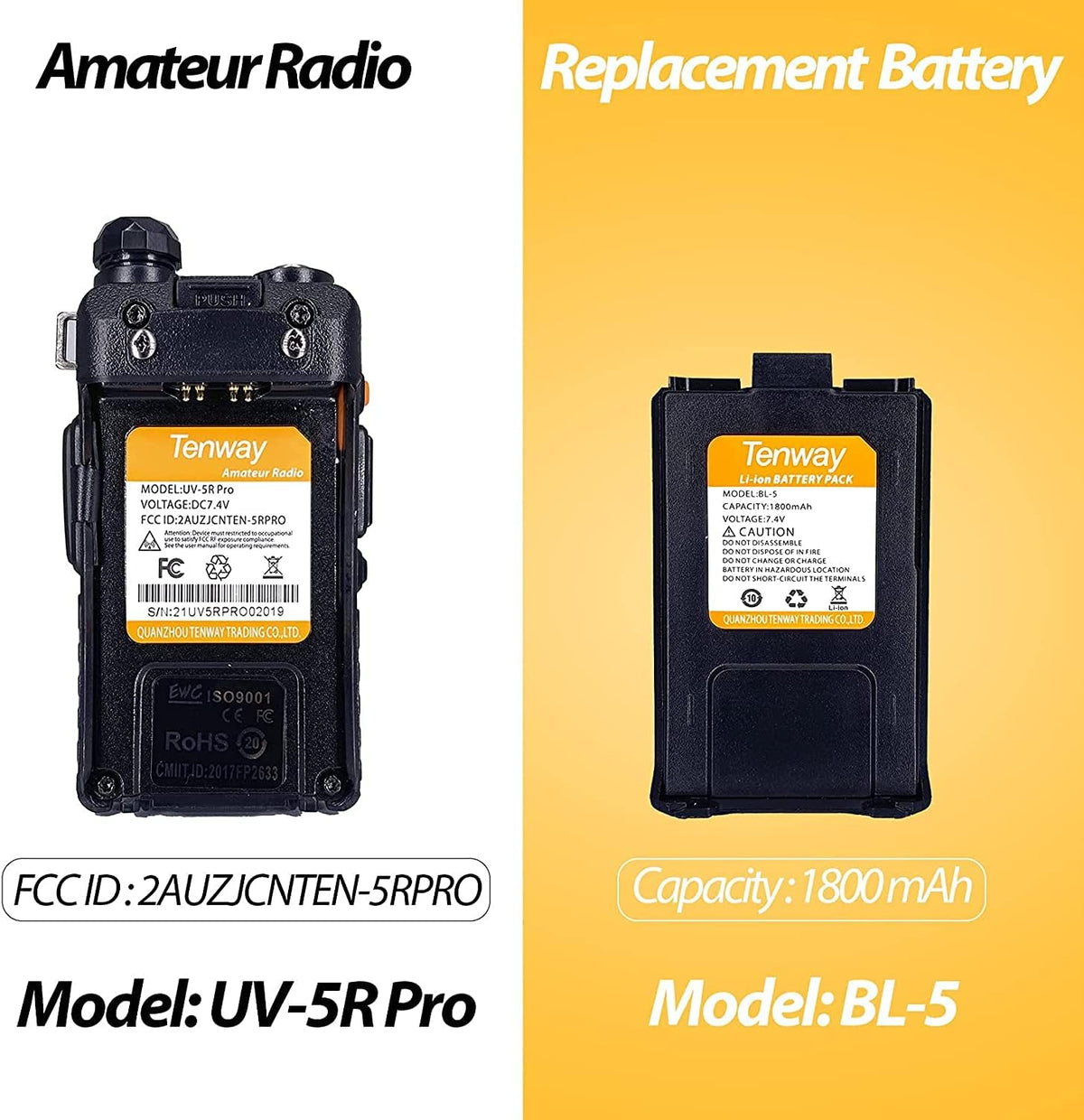 UV-5R Pro 8W Dual Band Two Way Radio 2Pack with Programming Cable S6091