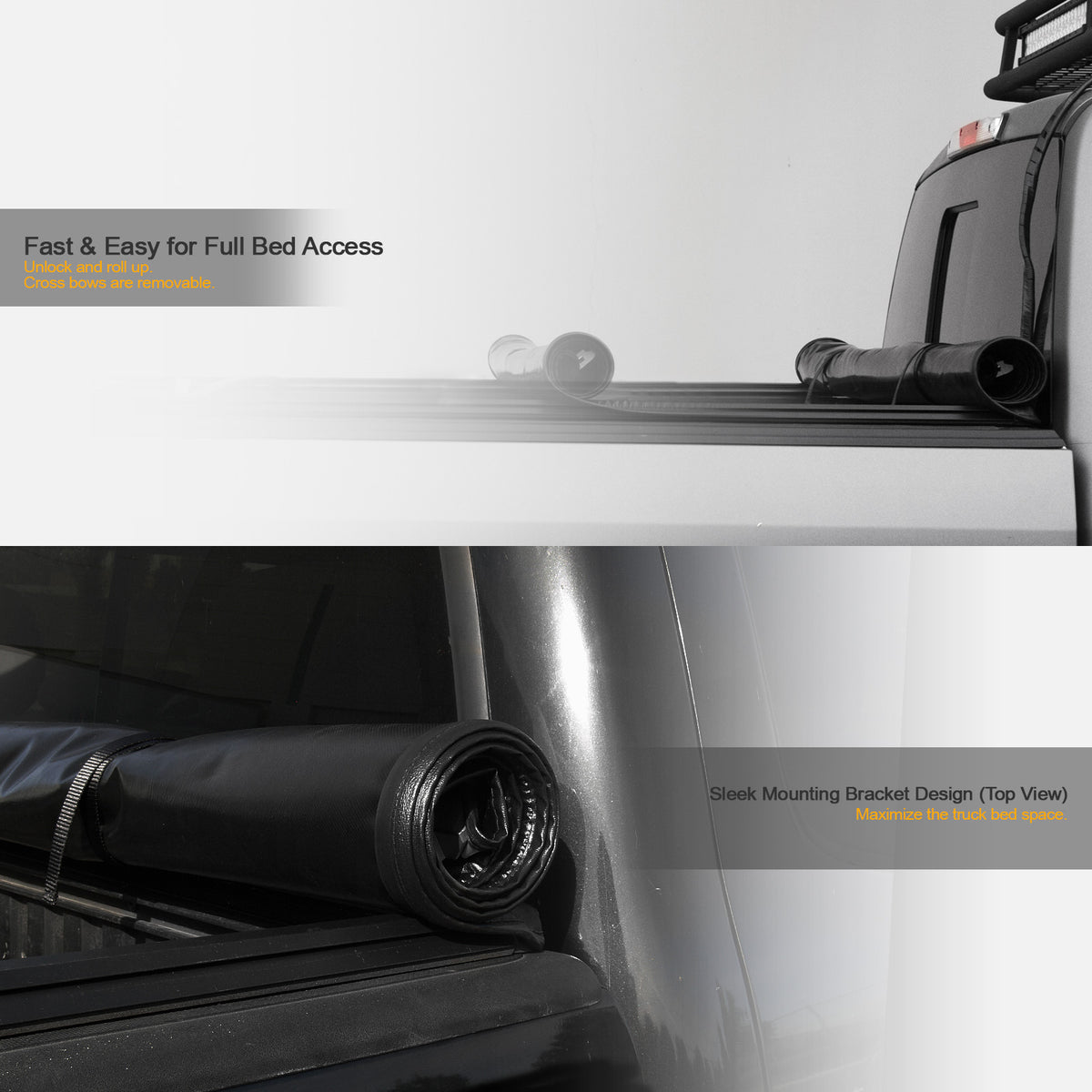 Lock And Roll Up Tonneau Cover Black 6.5 Feet Short Bed L49418