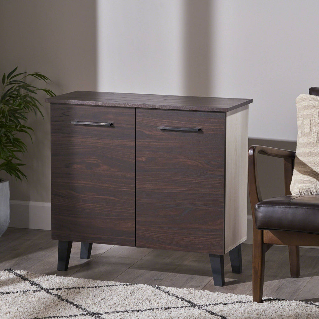 Black and Walnut Brown 3 Shelves Cabinet Z175