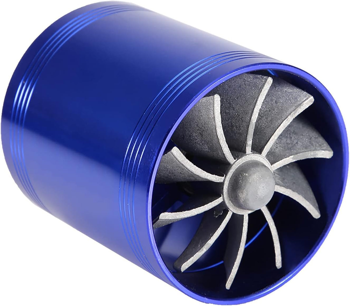 Twin Fan Turbine Car Air Intake Turbocharger Super Gas Fuel Saver Turbo (Blue) Z86611