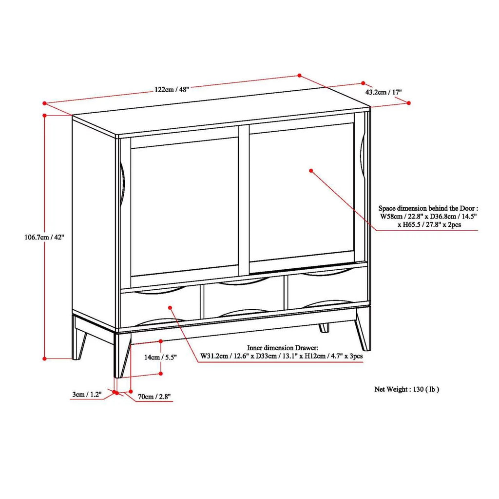 White Solid Hardwood Storage Cabinet W56460