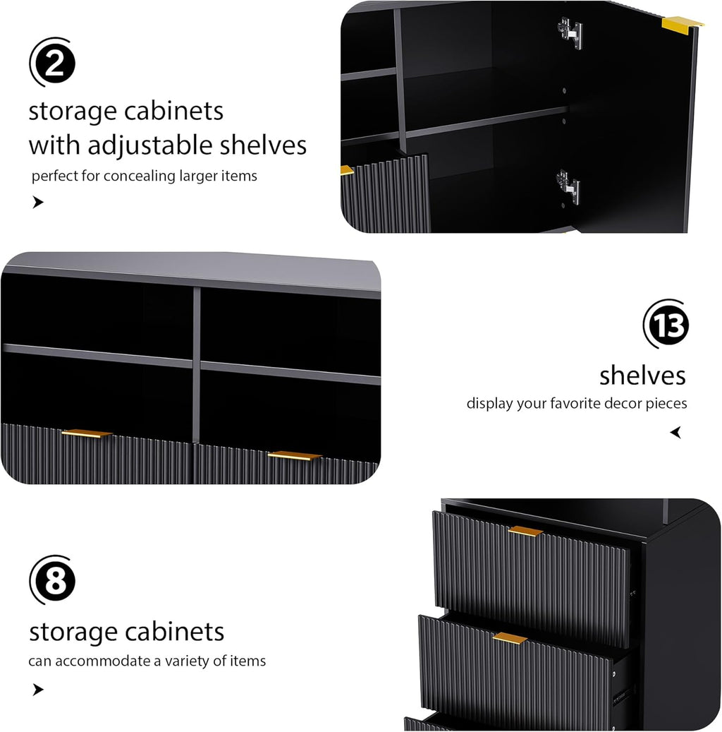 4-Piece Entertainment Wall Unit with 13 Shelves, 8 Drawers and 2 Cabinets V51602