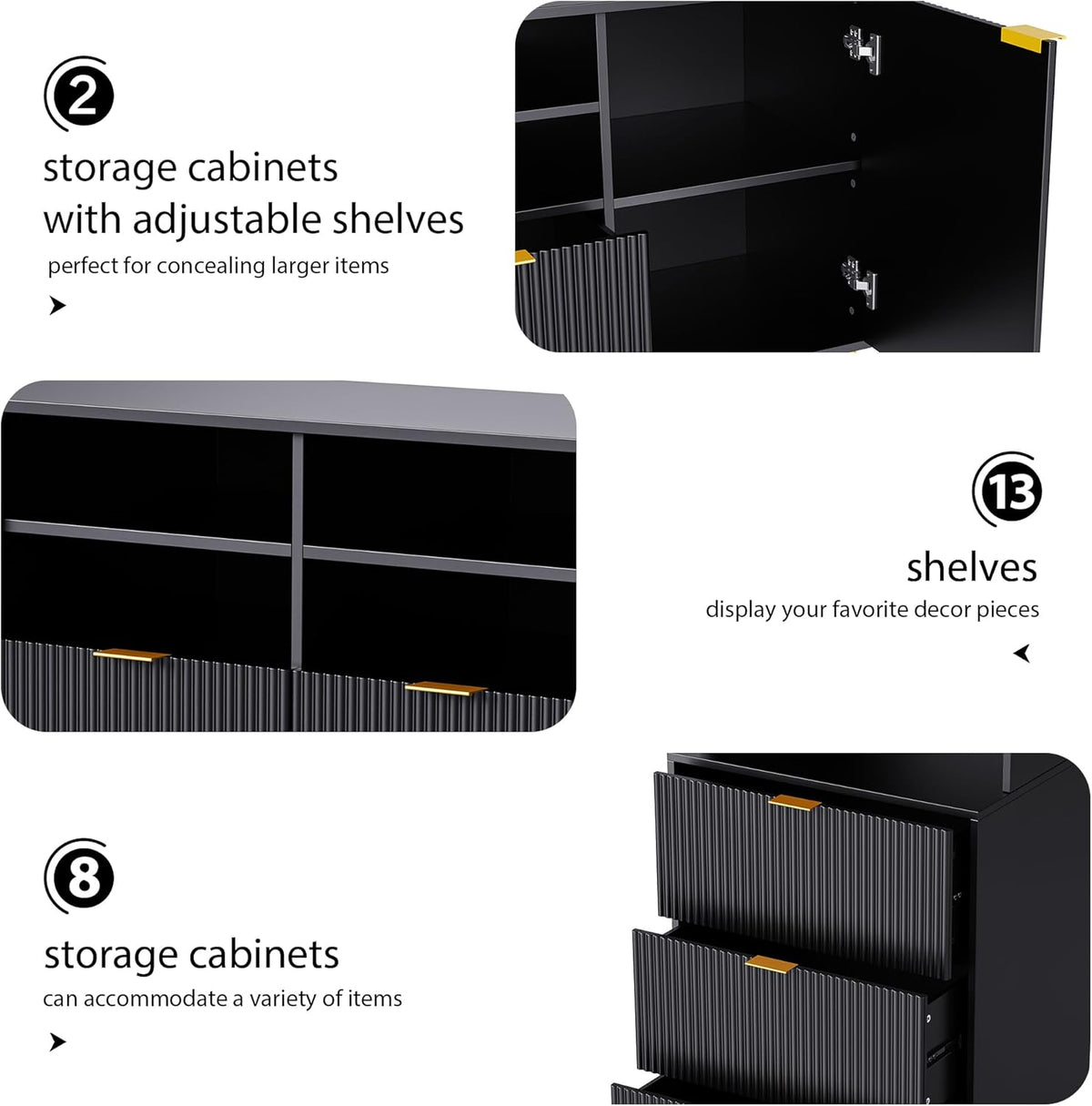 4-Piece Entertainment Wall Unit with 13 Shelves, 8 Drawers and 2 Cabinets V51602
