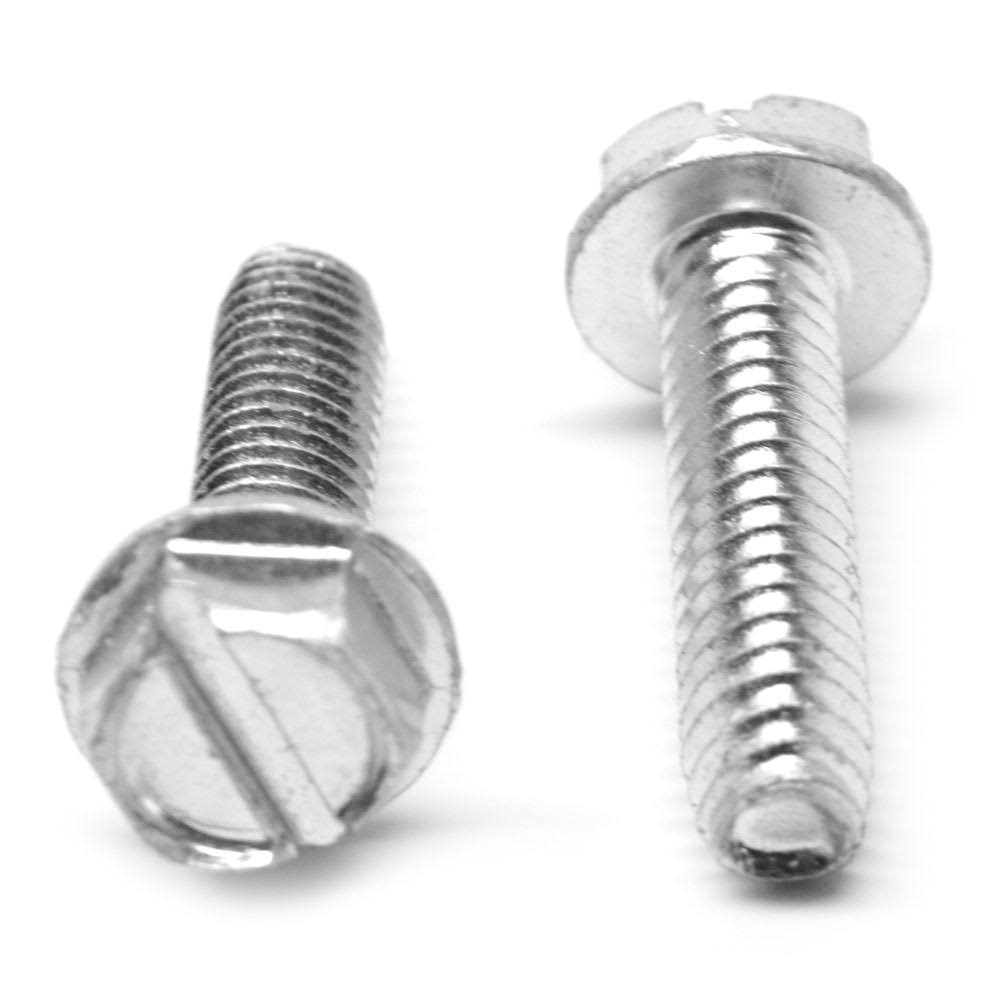 #6-32 x 5/8 Coarse Thread Slotted Hex Washer Head Screw Low Carbon Steel Zinc Plated S763