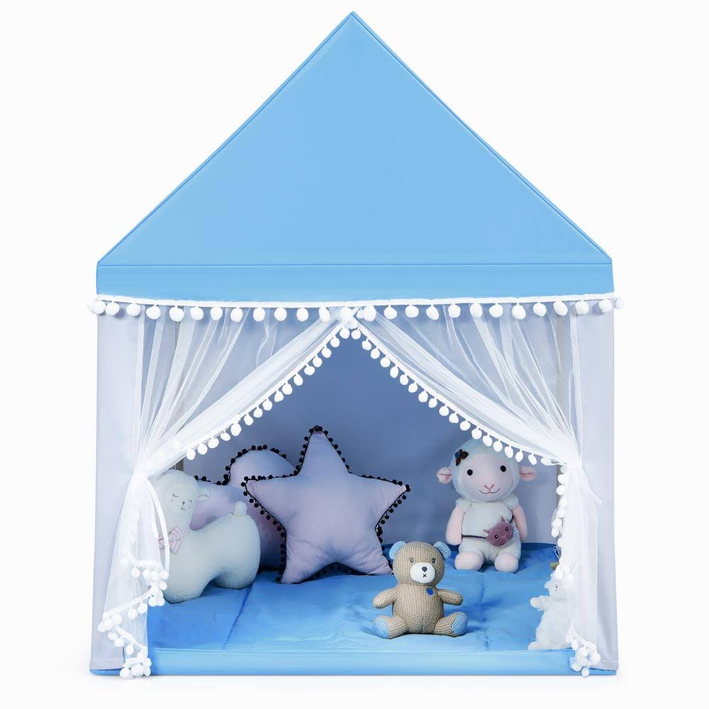 Kids Play Tent Playhouse Castle with Mat Blue I1697