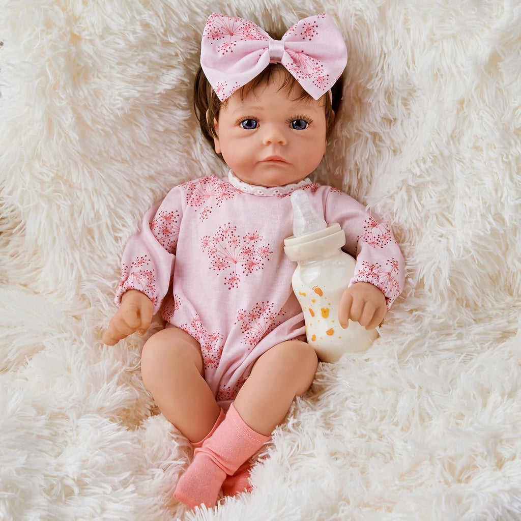 17 Inch Cloth Body Blue Eyes Hand-Rooted Hair Reborn Baby Doll G876039