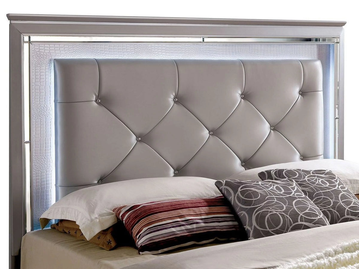 Queen Size Leatherette Tufted Bed with LED Q261