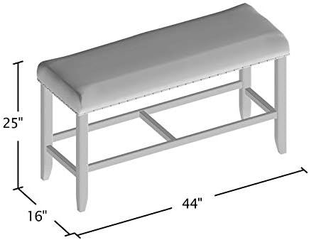 Beige Wood Padded Counter Height Dining Bench E6648