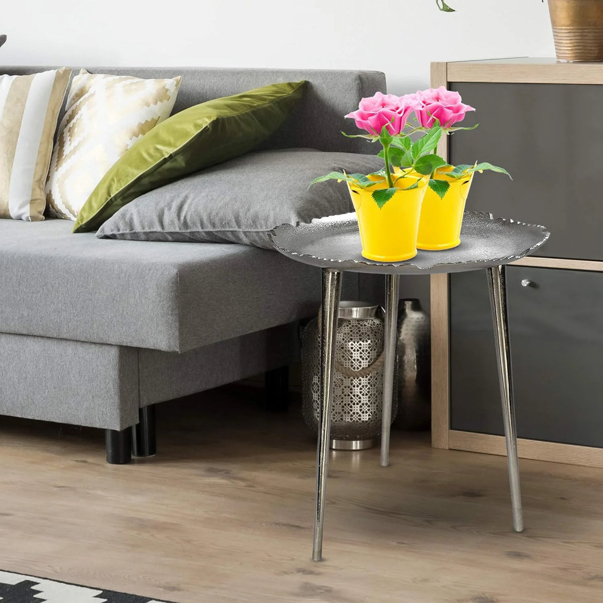 Aluminum Round Side Table, 19" Tall & 16" Diameter E68903