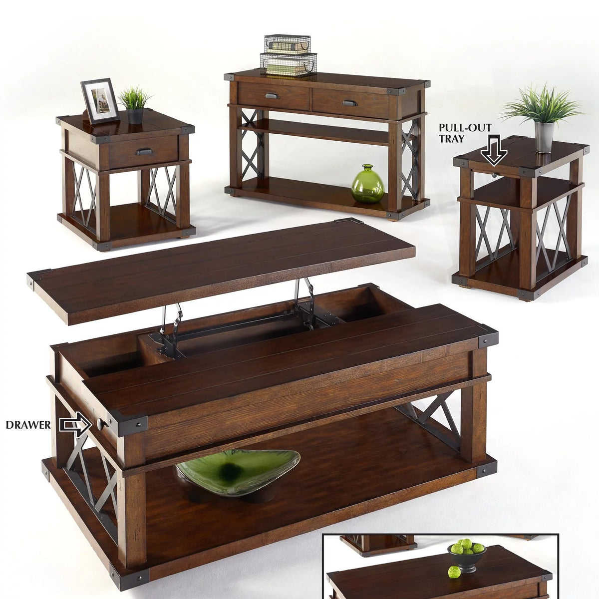 Wood Sofa Console Table in Walnut Brown N610766