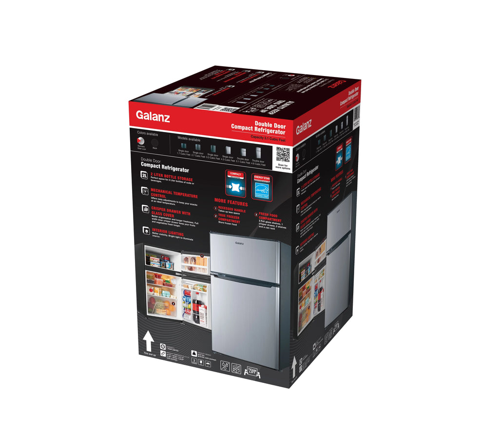 3.1 Cu ft Two Door Mini Fridge with Freezer V90075