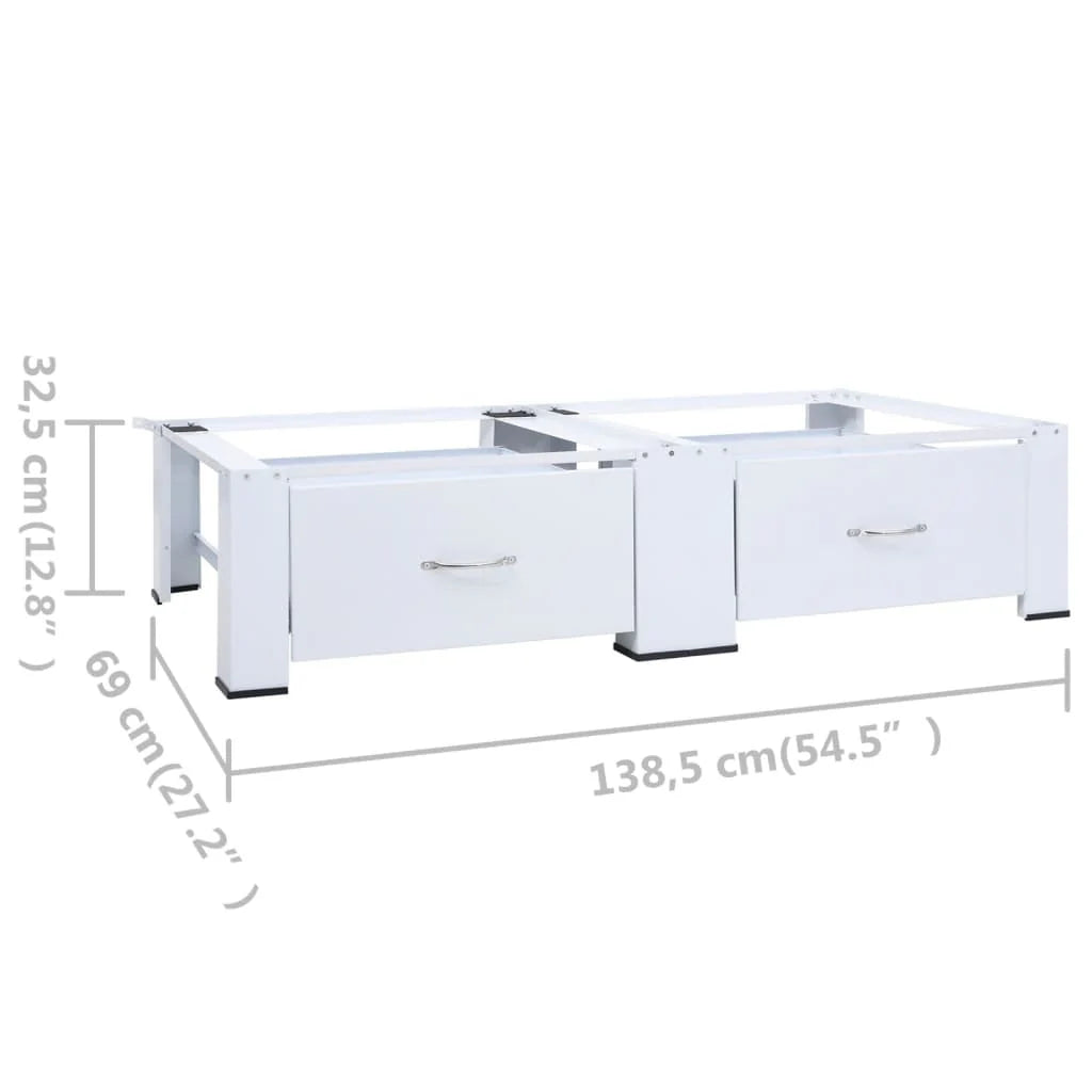 Washing and Drying Machine Pedestal with Pull-out Shelves White O284