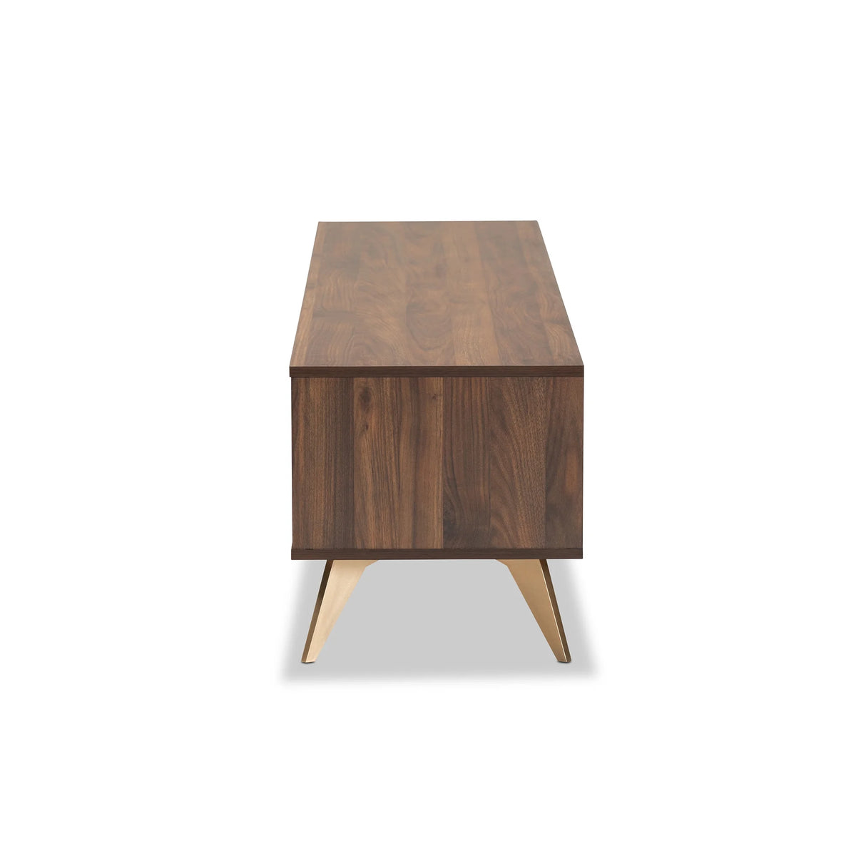 Walnut Brown Wood and Gold Finished TV Stand Z913314