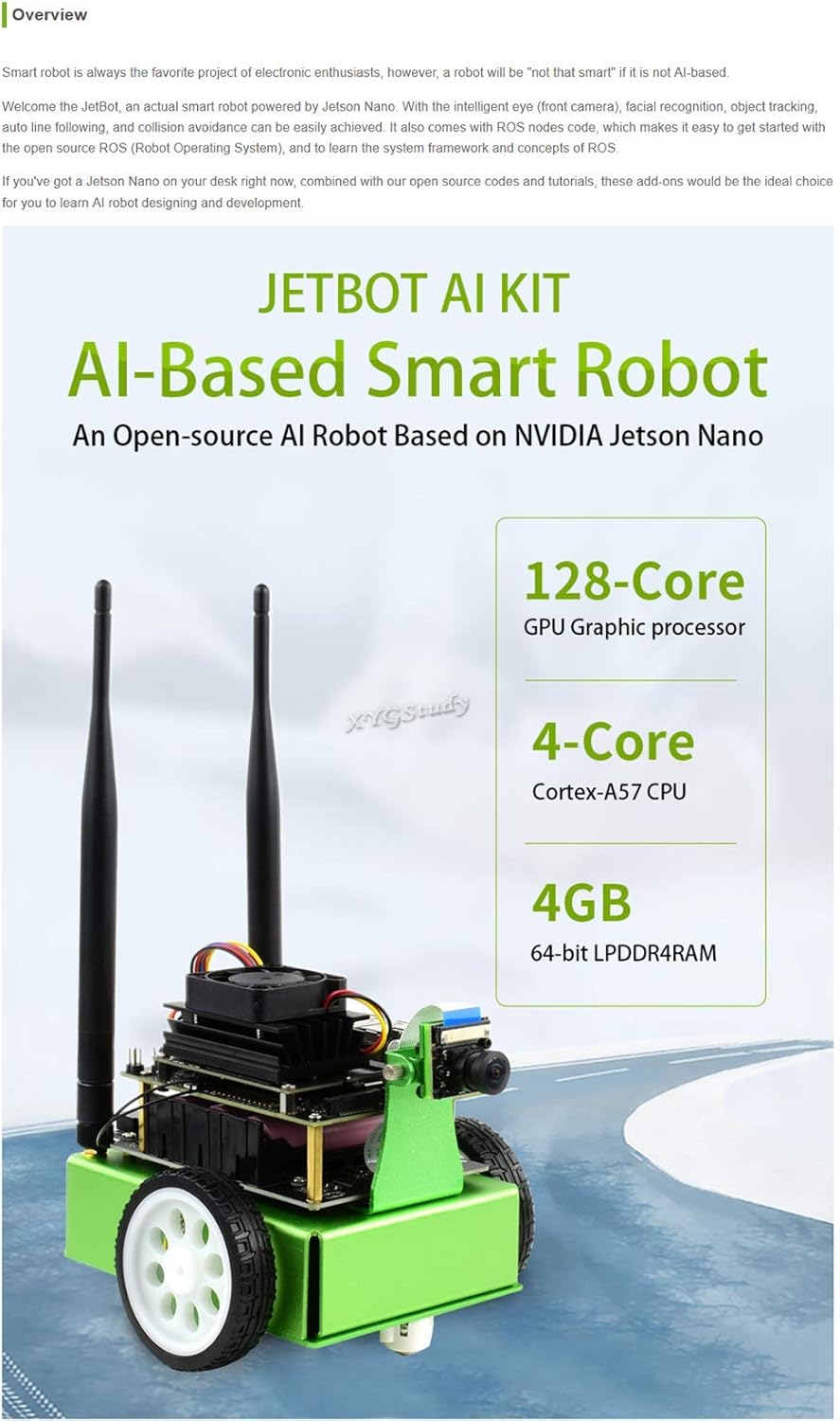 JetBot AI Kit with Front Camera Eye and ROS Nodes Code Q5303