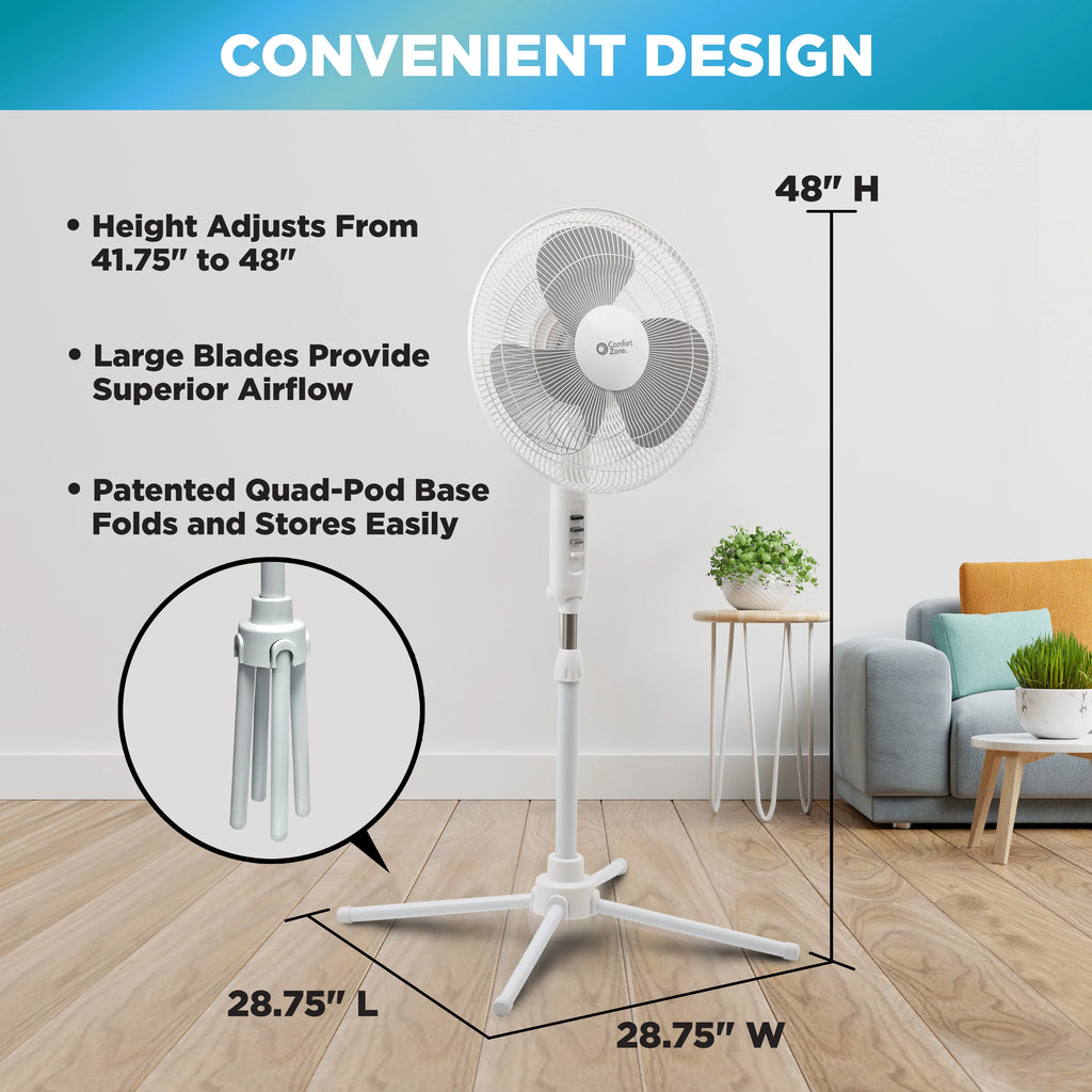 16" 3-Speed Oscillating Pedestal Fan H523671