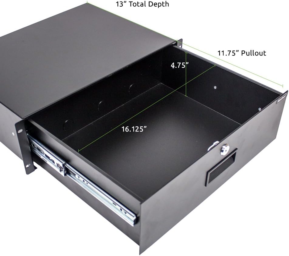 Black 3U Rack Mount Drawer with Lock and Key O342627