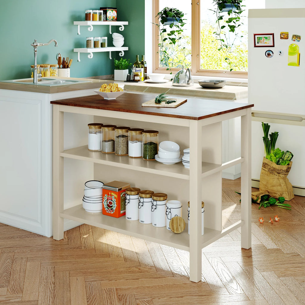 Solid Wood 3-piece Kitchen Island Set with 2 Seatings H739