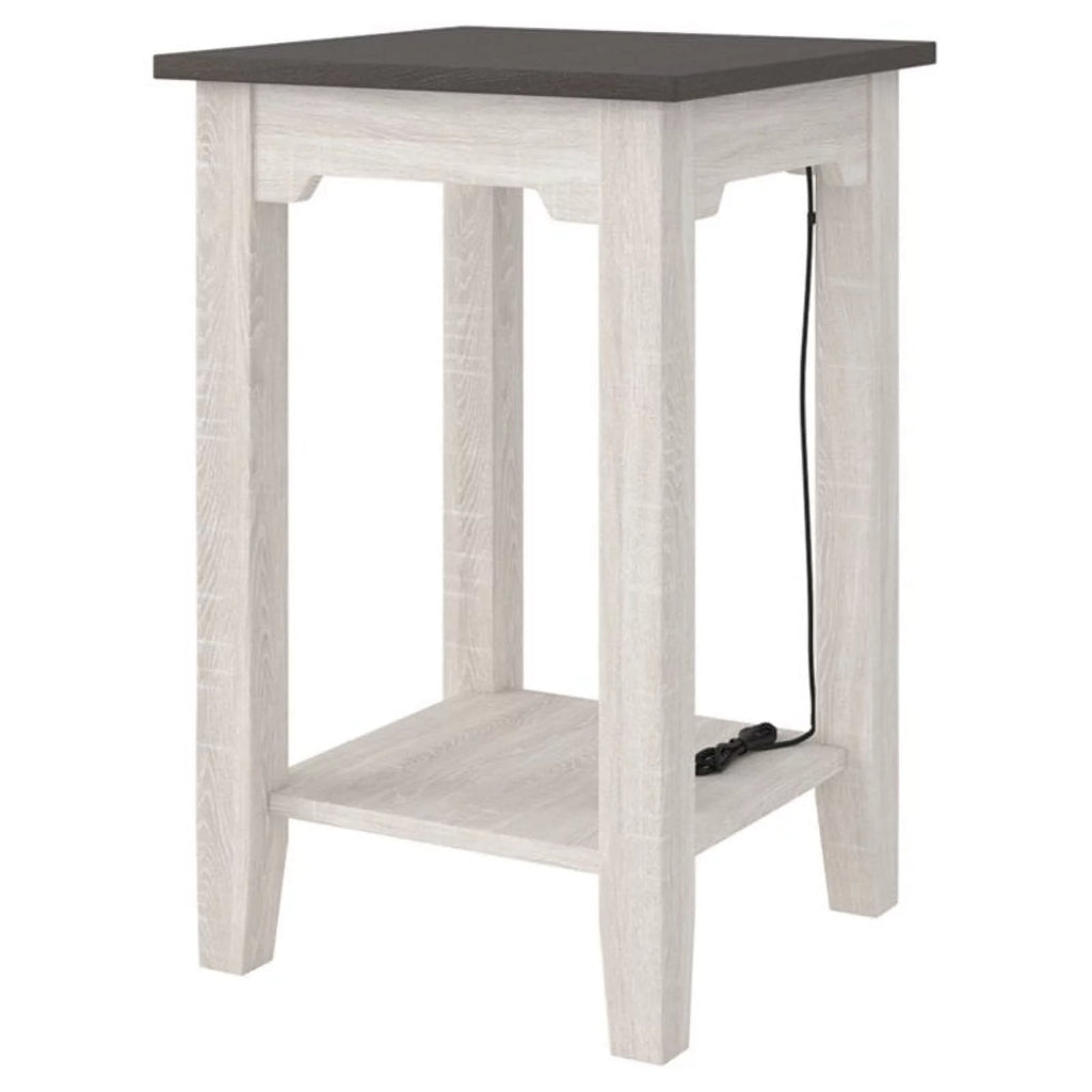 Farmhouse Engineered Wood End Table in Antiqued White/Gray S9839