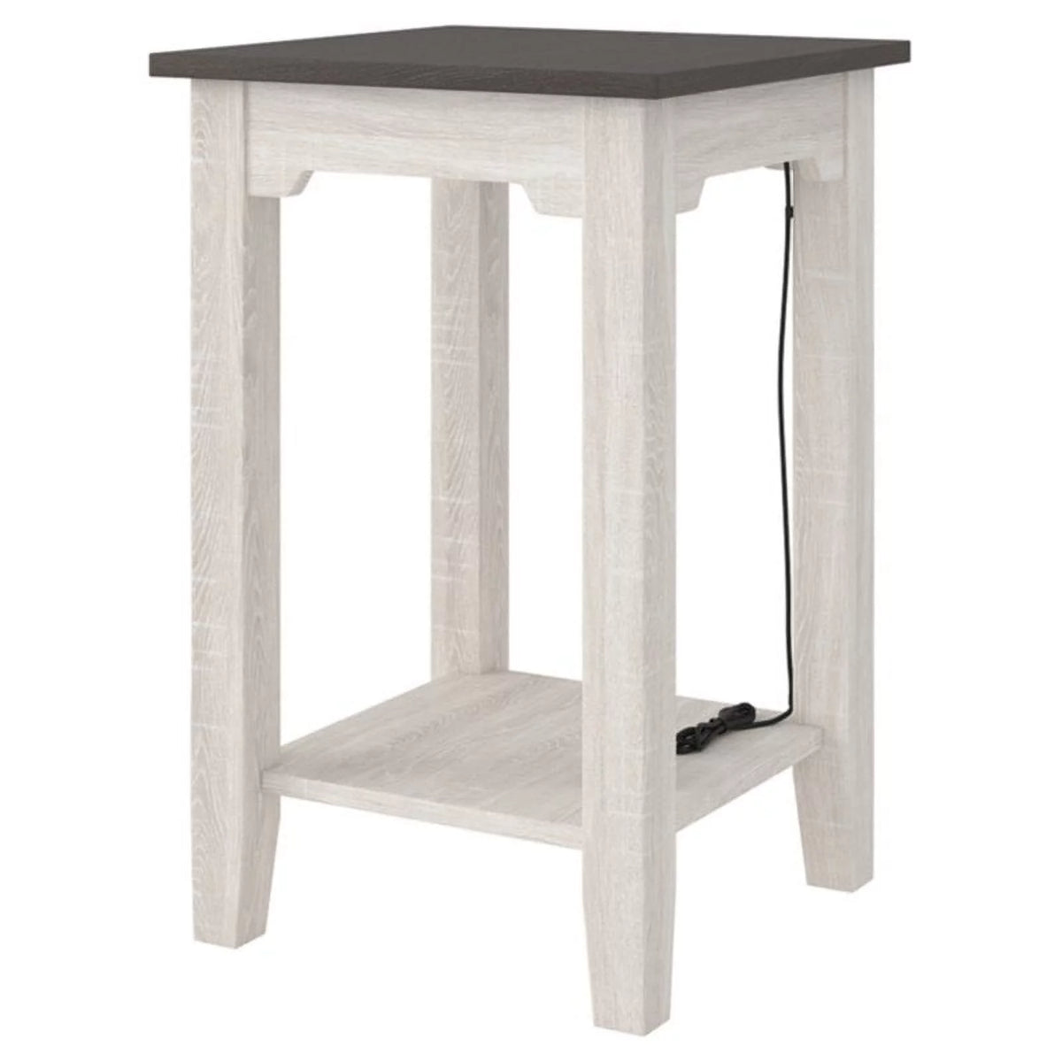Farmhouse Engineered Wood End Table in Antiqued White/Gray S9839