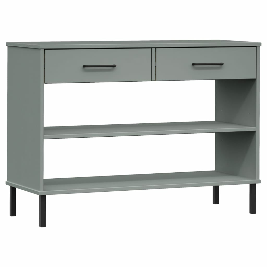 Gray Solid Wood Pine Console Cabinet with Metal Legs H7852