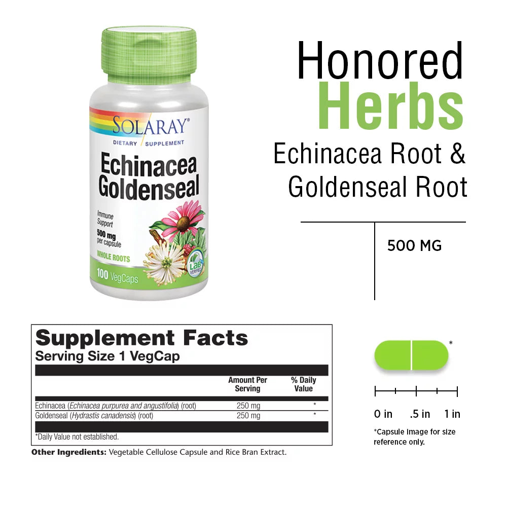 Echinacea Root & Goldenseal Root 500mg VegCaps P24021