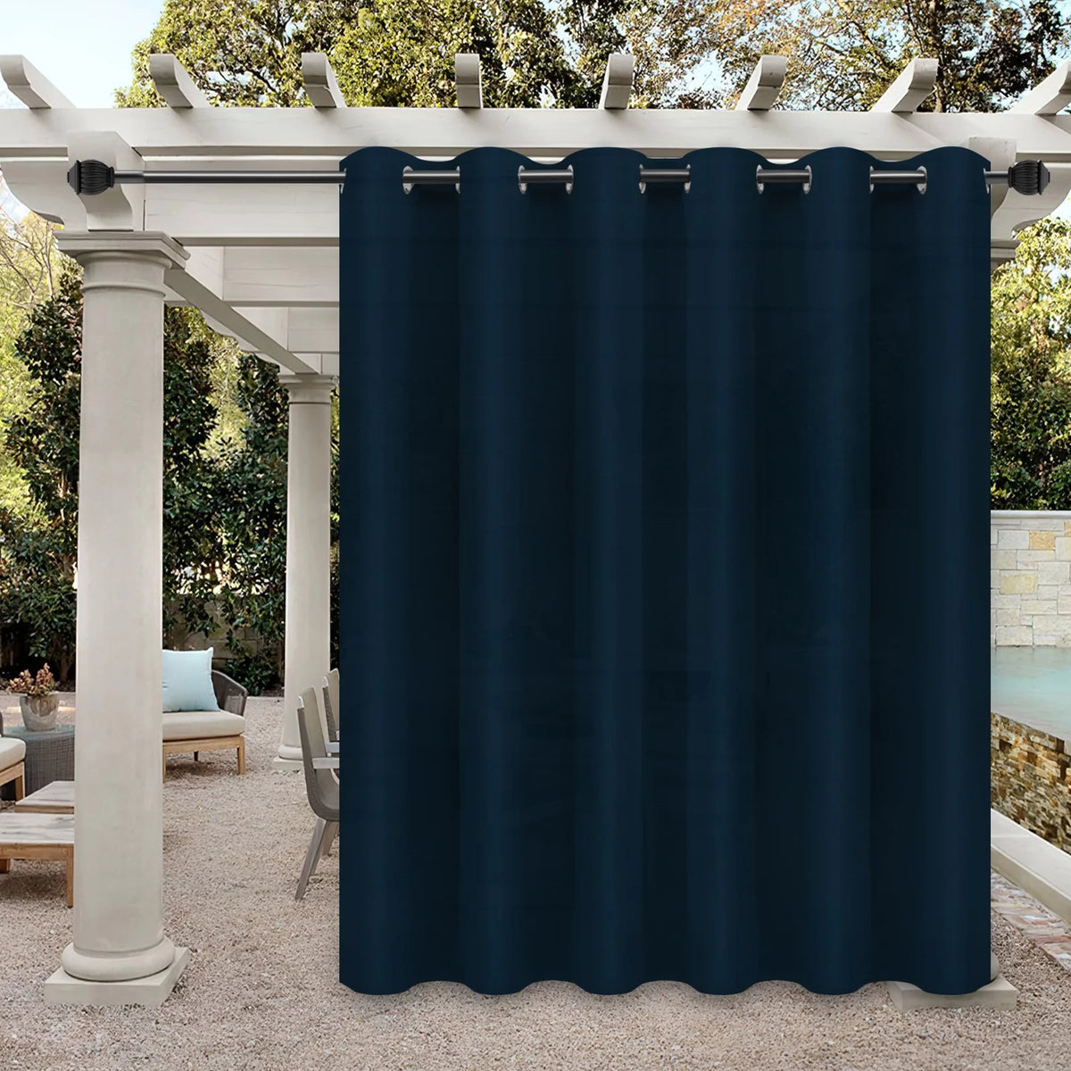 Waterproof Cabana Grommet Curtain Panels, Gold, 52 x 84 inch, Set of 2 K139