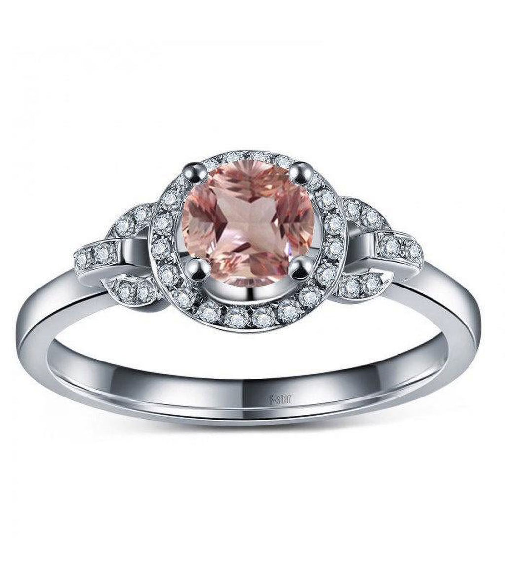 14K White Gold Morganite And Diamond Moissanite Engagement Ring A327489