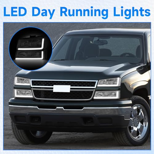 Headlight Assembly with LED DRL Sequential Turn Light Chrome Housing Clear Reflector X743
