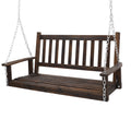 Wooden Porch Swing 4ft with Chains 2-person Swing Bench N47805