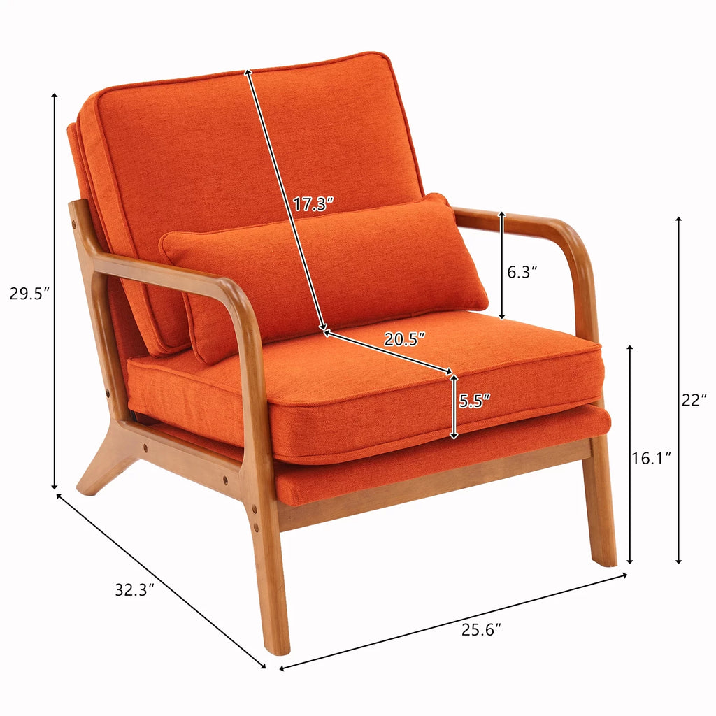 Oak Upholstered Armrest Lounge Chair R2288