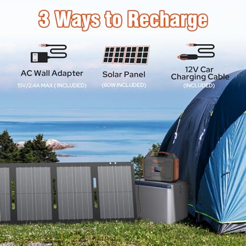 300W Portable Solar Generator with 60W Solar Panel Orange S60776