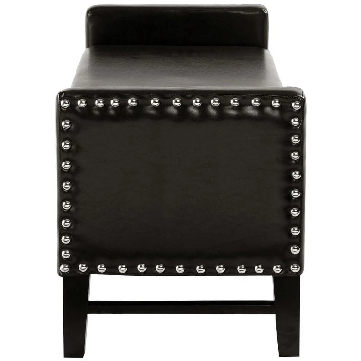 Espresso Faux Leather Storage Bench with Nailhead Trim T9561