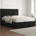 Black Full Upholstered Bed with 4 Storage Drawers H9356