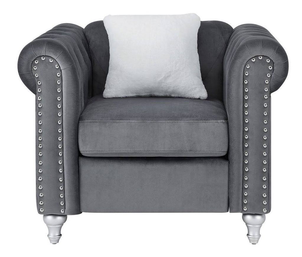 Velvet Chair in Gray T7280