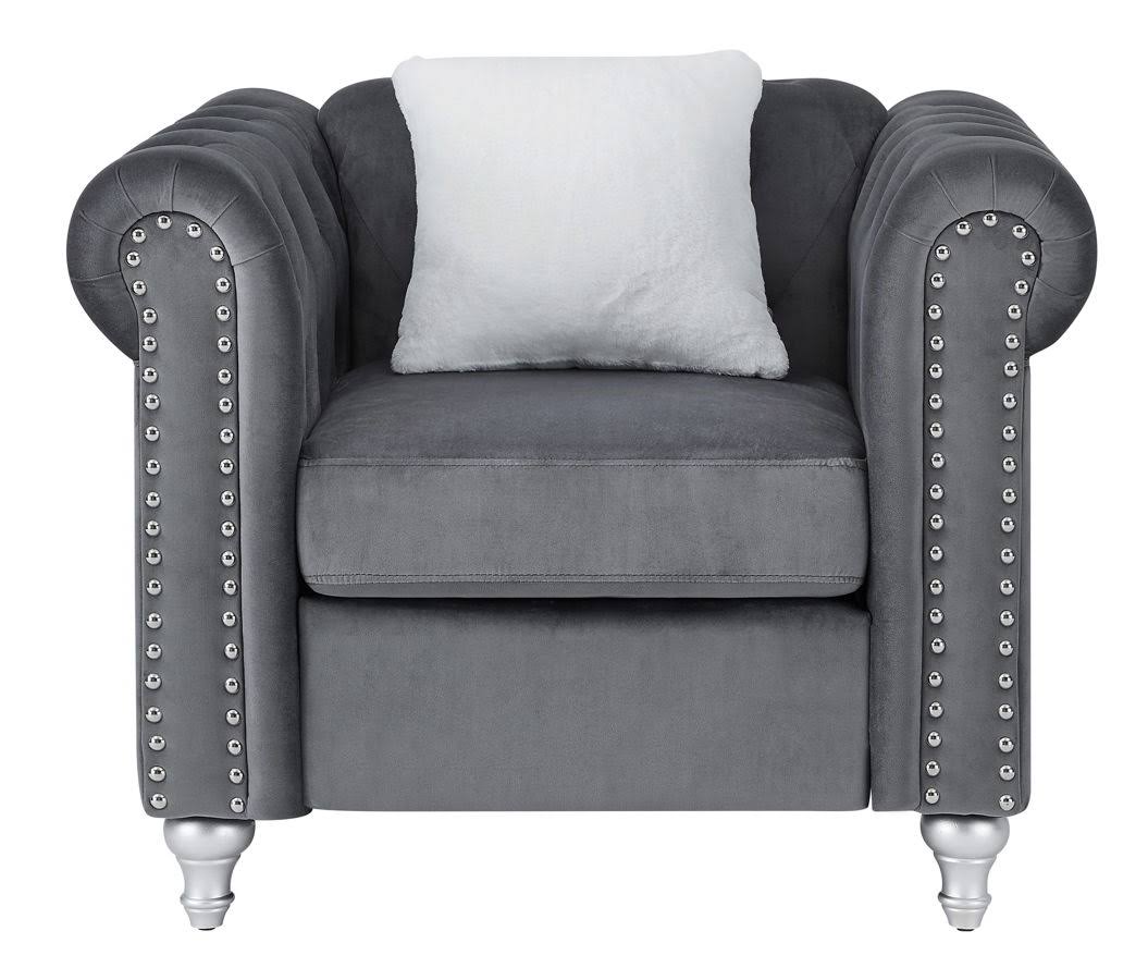 Velvet Chair in Gray T7280