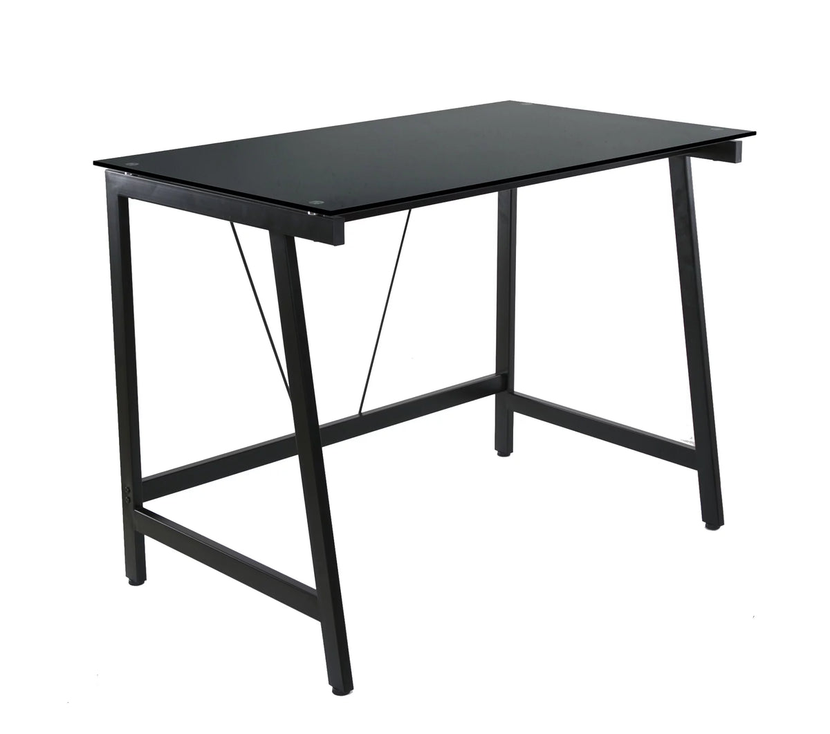 Contemporary Glass Writing Desk Steel Frame Black M434