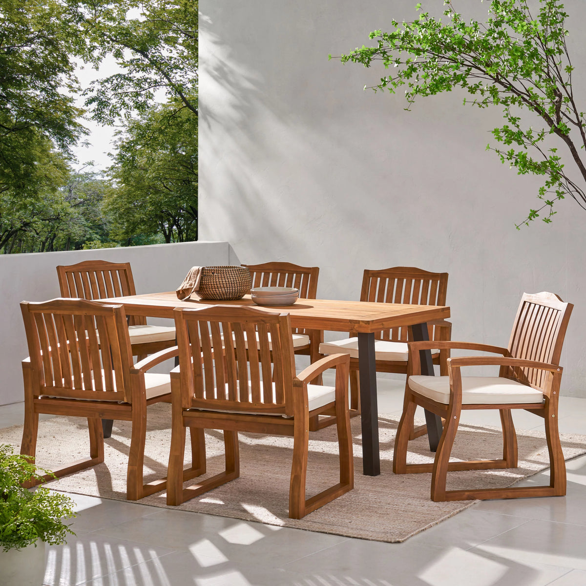 Acacia Wood 7 Piece Dining Set M600