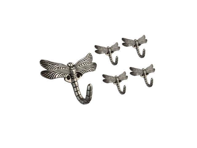 5 Pack Brushed Satin Pewter Dragonfly Hook J6249