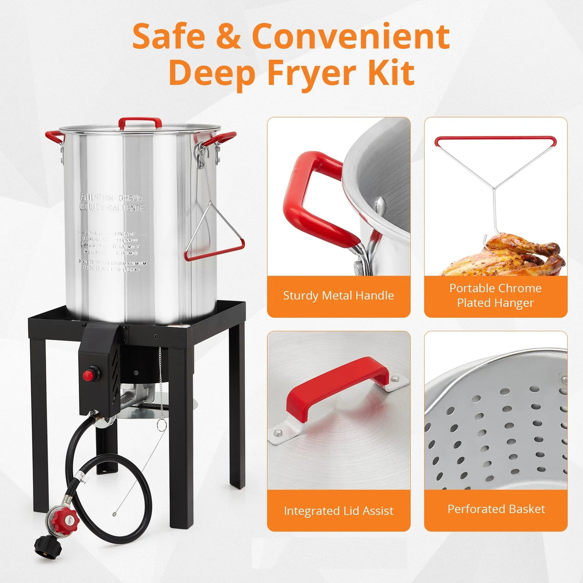 30-Quart Propane Outdoor Turkey Fryer Kit Aluminum Boiler Steamer D18978