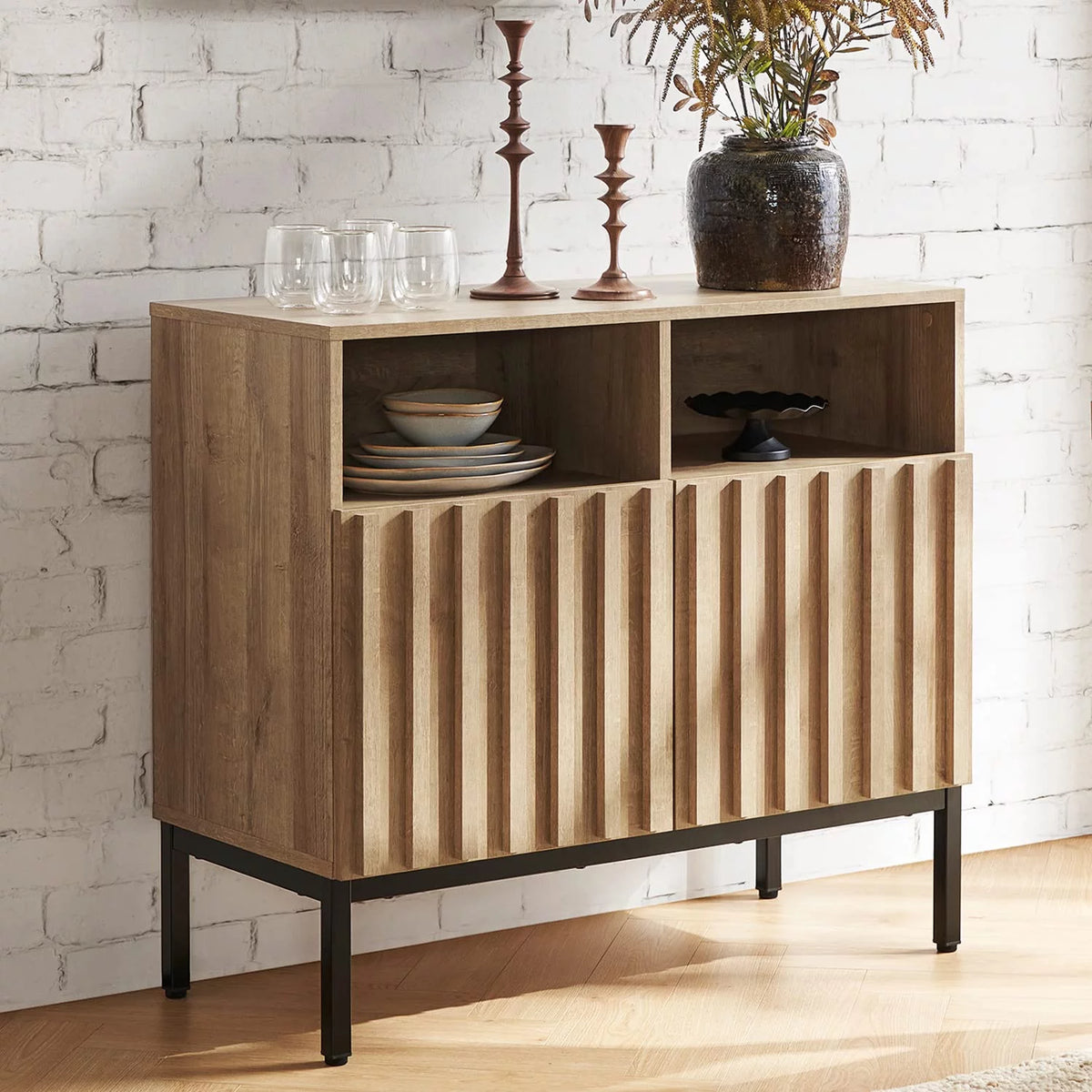 2-Door Storage Accent Cabinet with Metal Legs D162223