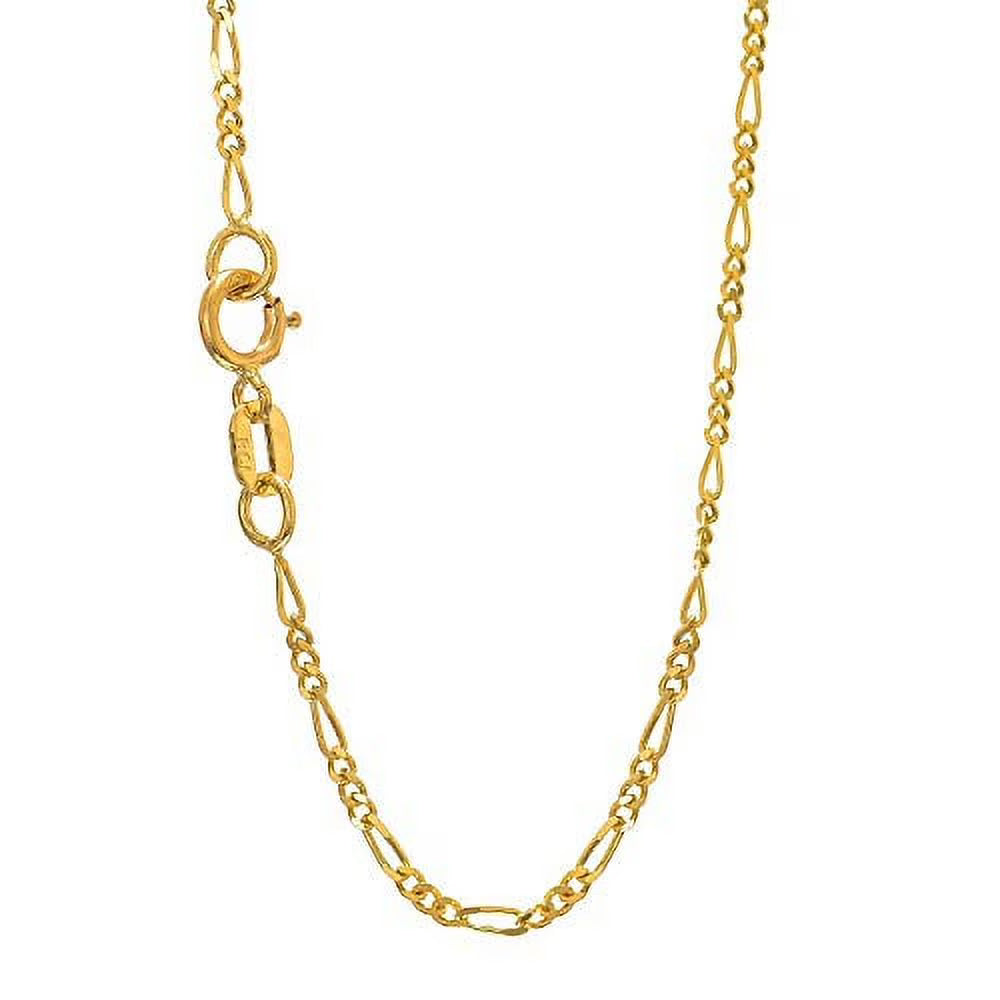 14k Solid Yellow Gold Figaro Chain Necklace, Spring Ring Clasp - 16 Inches R588