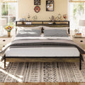 King Size Bed Frame with Storage Headboard X892817