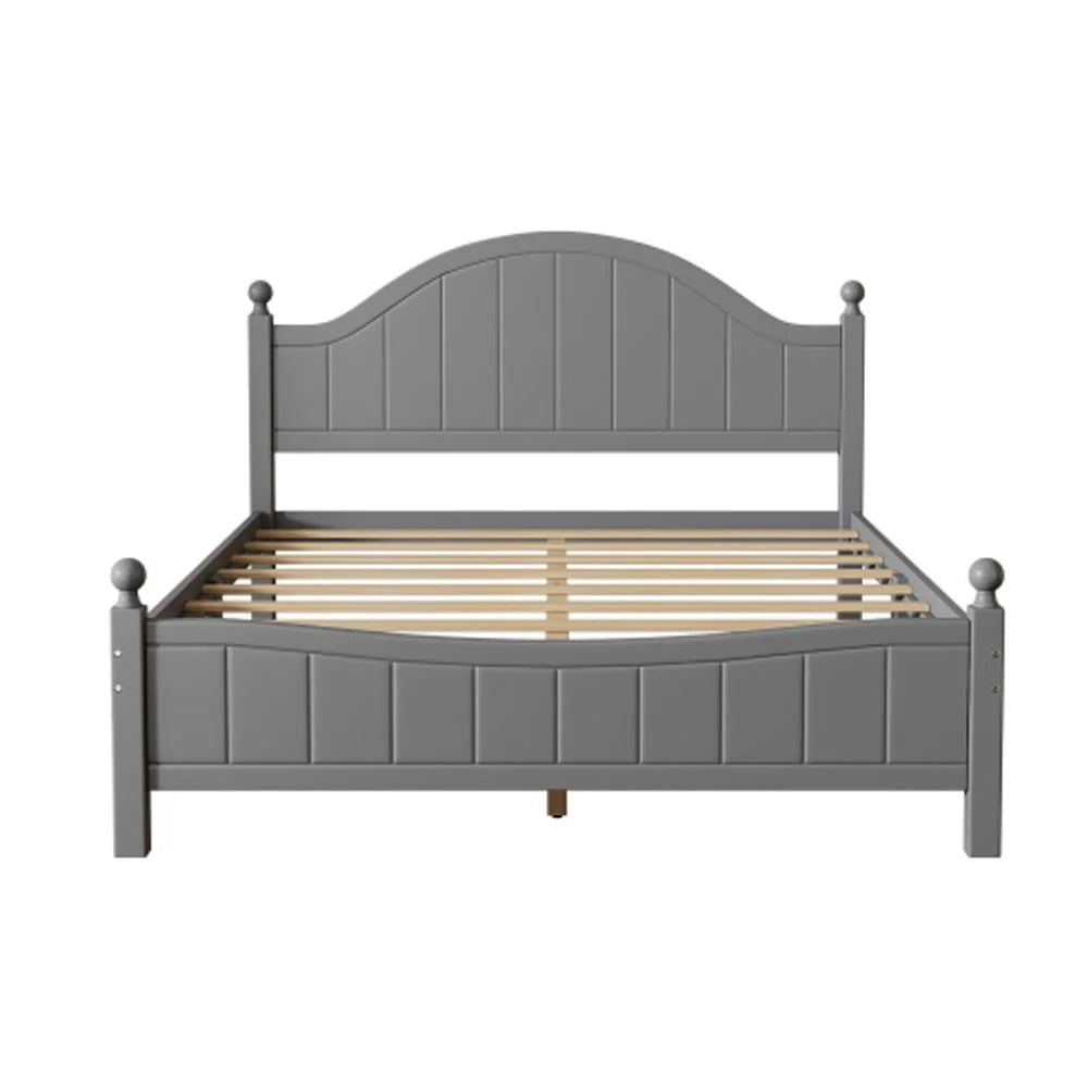 Gray Solid Wood Platform Bed Queen N176