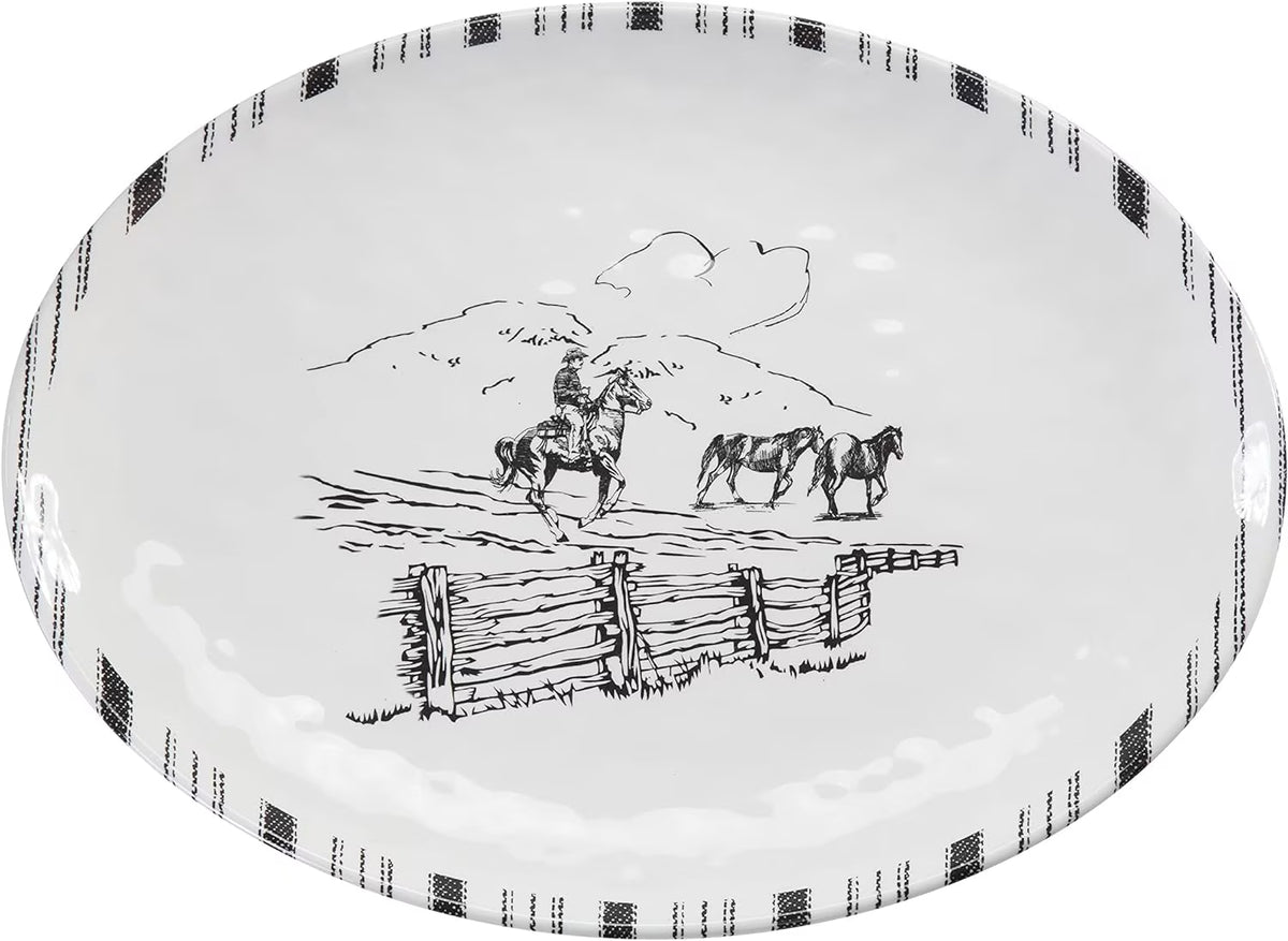 Black And White Melamine Serving Platter F6272