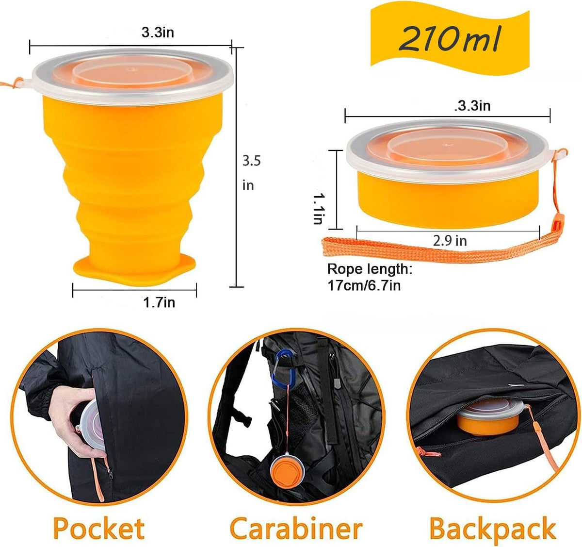 4 Pack Silicone Collapsible Cup with Lid E560325