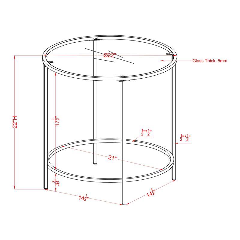 Contemporary Glass Top Side Table H371