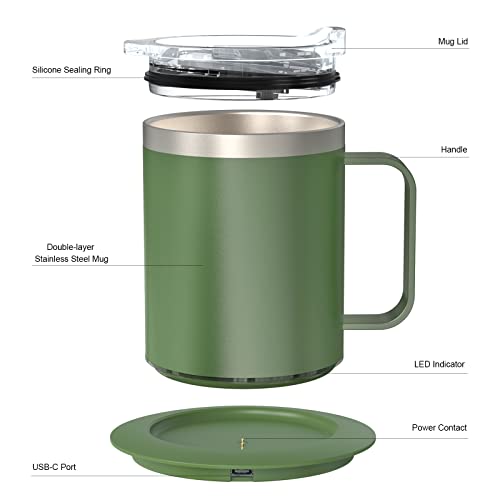 12oz Self Heating Stainless Steel Coffee Mug L72183